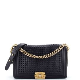 Chanel Boy Flap Bag Braided Sheepskin New Medium Blue 29297413 at Rebag