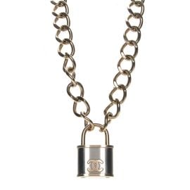 Chanel CC Oversized Padlock Necklace Gold Silver 192747 FASHIONPHILE at Fashionphile