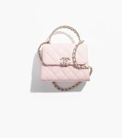 Chanel Calfskin Quilted CC Handle Vanity Flap Bag in Pink at Chanel