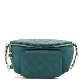 Chanel Caviar Quilted Business Affinity Waist Belt Bag in Dark Turquoise at Fashionphile