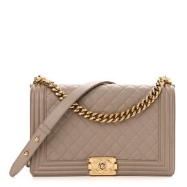 Chanel Caviar Quilted New Medium Boy Flap Dark Beige at Fashionphile