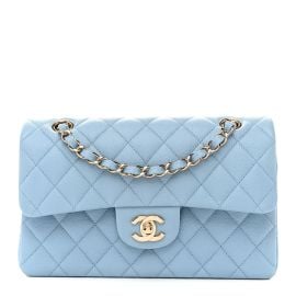 Chanel Caviar Quilted Small Double Flap Light Blue 1855637 FASHIONPHILE at Fashionphile