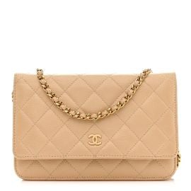 Chanel Caviar Quilted Wallet On Chain WOC Beige 1803465 FASHIONPHILE at Fashionphile