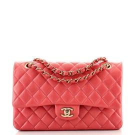 Chanel Classic Double Flap Bag Quilted Iridescent Caviar Medium Pink 11803731 at Rebag