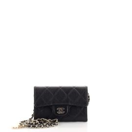 Chanel Classic Flap Card Holder on Chain Quilted Caviar Mini Black 1829121 at Rebag