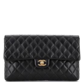 Chanel Classic Flap Clutch Quilted Lambskin Black 2863341 at Rebag