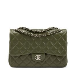 Chanel Dark Green Quilted Caviar Jumbo Classic Double Flap Silver Hardware 2011 Available For Immediate Sale At Sothebys at Sothebys