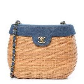 Chanel Denim Rattan Basket Shoulder Bag at Fashionphile