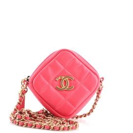 Chanel Diamond Clutch with Chain Quilted Lambskin Pink 19901679 at Rebag