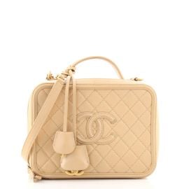 Chanel Filigree Vanity Case Quilted Caviar Large Neutral 13654957 at Rebag