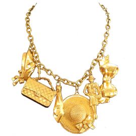 Chanel Gold Plated Charm Necklace at 1st Dibs