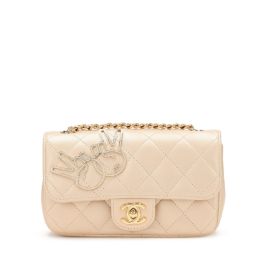 Chanel Light Gold Quilted Lambskin And Strass V For Victory Mini Rectangular Classic Single Flap Gold Hardware 2016 Available For Immediate Sale At Sothebys at Sothebys