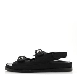 Chanel Mixed Fibers Velcro Dad Sandals 375 Black 1682581 FASHIONPHILE at Fashionphile