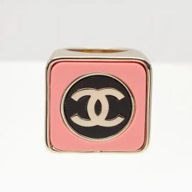 Chanel Pink and Black Logo Statement Ring at 1stDibs at 1st Dibs