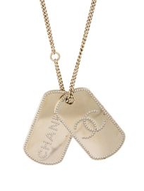 Chanel Strass Double Dog Tag CC Pendant Necklace at The Real Real