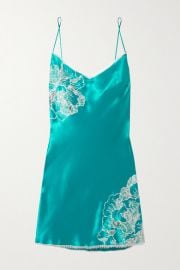 Chantilly Lace-Trimmed Silk-Satin Chemise by Carine Gilson at Matches