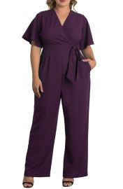 Charisma Faux Wrap Crepe Jumpsuit by Kiyonna at Nordstrom