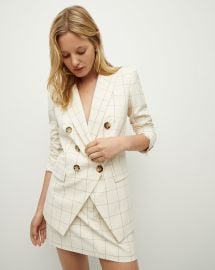 Charleston Plaid Dickey Jacket in EcruDeep Ochre at Veronica Beard