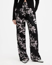 Charli Silk Blend Wide Leg Floral Pants MONICA BLACK ALLSAINTS US at All Saints