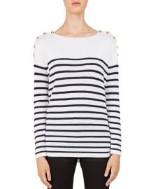 Charlie Striped Button-Shoulder Sweater at Bloomingdales