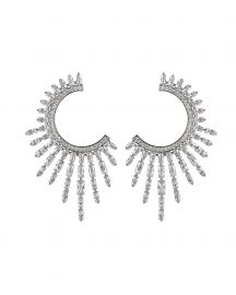 Charlotte Crystal Open Hoop Earrings at Intermix