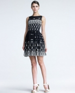 Charlottes Red Valentino dress at Bloomingdales