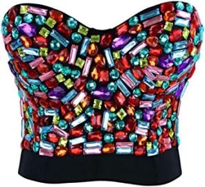 Charmian Women39s Colorful Rhinestone Push Up Bra Clubwear Party Bustier Crop Top  Clothing Shoes amp Jewelry at Amazon