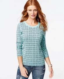 Charter Club Cashmere Chain-Print Sweater at Macys