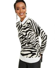 Charter Club Cashmere Zebra-Print Layered-Look Sweater  Created for Macy s   Reviews - Sweaters - Women - Macy s at Macys