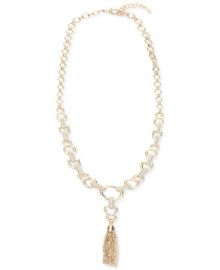 Charter Club Gold-Tone Crystal Link Tassel Necklace 22 2 extender Created for Macys - Macys at Macys