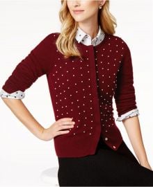 Charter Club Pearl-Embellished Cashmere Cardigan at Macys