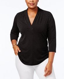 Charter Club Plus Size Dot Print V-Neck Top  Created for Macy s   Reviews - Tops - Plus Sizes - Macy s at Macys