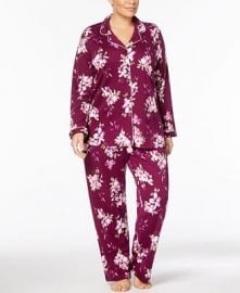 Charter Club Plus Size Floral-Print Cotton Pajama Set at Macys