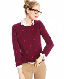 Charter Club Polka-Dot Crew-Neck Cashmere Sweater - Sweaters - Women - Macys at Macys