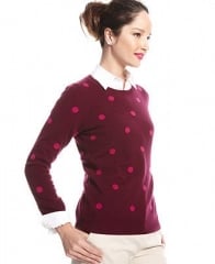 Charter Club Sweater Long-Sleeve Polka-Dot Crew-Neck in red at Macys