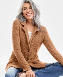 Charter Club Womens 100 Cashmere Herringbone Stitch Blazer PXS-XXL Macys Exclusive - Macys at Macys