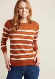 Charter School Pullover Sweater in Striped Orange at Modcloth