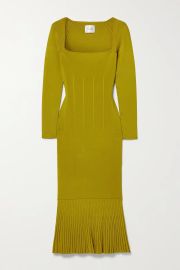 Chartreuse Atalanta ribbed-knit midi dress  GALVAN  NET-A-PORTER at Net a Porter