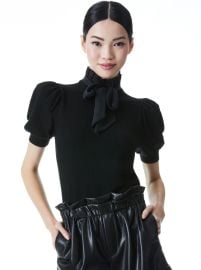 Chase Puff Sleeve Sweater In Black Alice Olivia at Alice + Olivia