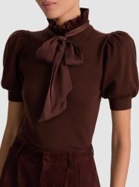 Chase Puff Sleeve Sweater In Dark Chocolate Alice Olivia at Alice + Olivia