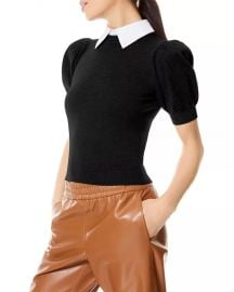 Chase Removable Collar Puff Sleeve Sweater by Alice + Olivia at Bloomingdales