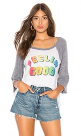 Chaser Feelin Good Baseball Tee in White  amp  Streaky Grey from Revolve com at Revolve