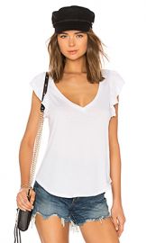 Chaser Flutter Sleeve V Neck Tee in White from Revolve com at Revolve