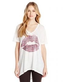 Chaser Womenand39s Winter Kiss Deep V Short Sleeve Tee at Amazon