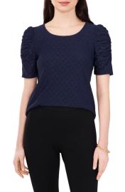 Chaus Eyelet Ruched Sleeve Top at Nordstrom