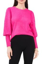 Chaus Imitation Pearl Juliet Sleeve Sweater at Nordstrom