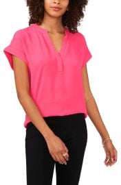 Chaus Split Neck Georgette Blouse at Nordstrom