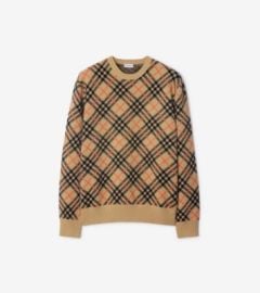 Check Cashmere Sweater in Sand - Men Official at Burberry