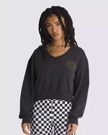 Check Crest V Neck Crew Sweater in Phantom Vans at Vans