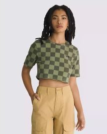 Check Crew Crop T-Shirt in Olivine Vans at Vans